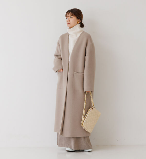 Rouge vif「ノーカラー ロングコート」|ノーカラーコート|