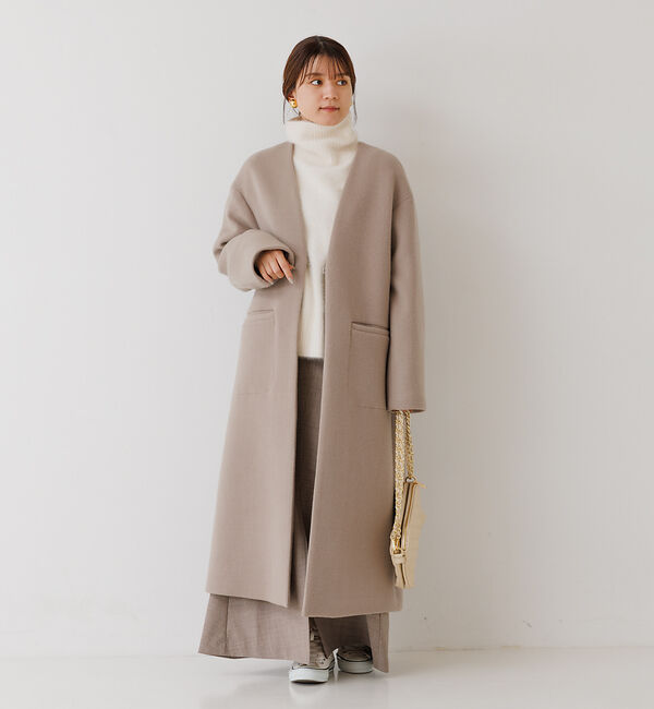 Rouge vif「ノーカラー ロングコート」|ノーカラーコート|
