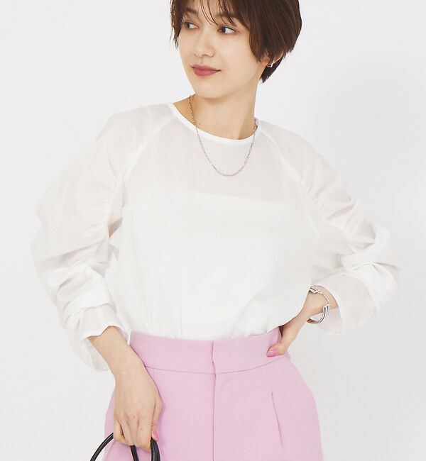 Rouge vif「スリーブギャザーブラウス」|シャツ・ブラウス|オフホワイト