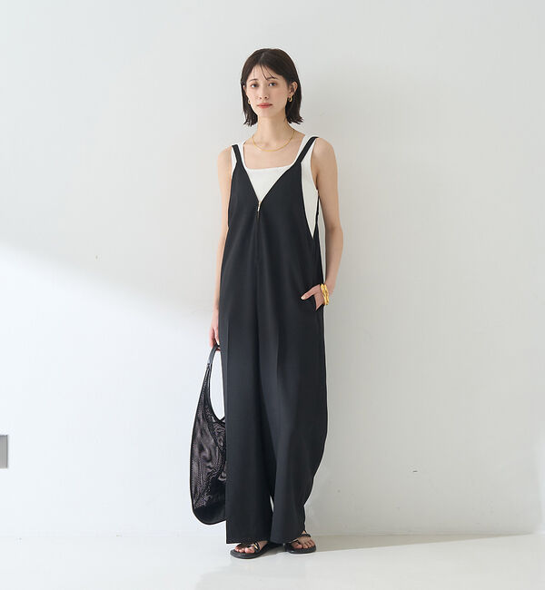 Rouge vif「【吸湿速乾】ドライタッチフロントジップサロペット」|オールインワン|