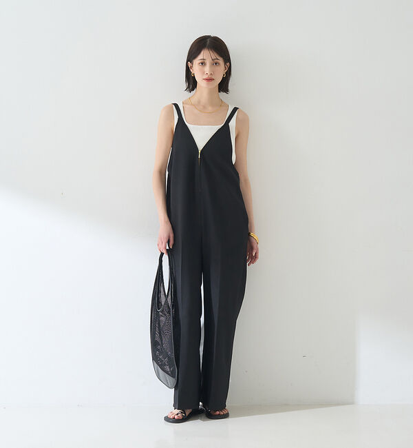 Rouge vif「【吸湿速乾】ドライタッチフロントジップサロペット」|オールインワン|