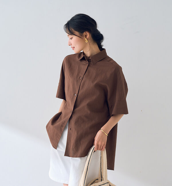 Rouge vif「麻混変形フォルムシャツ」|シャツ・ブラウス|