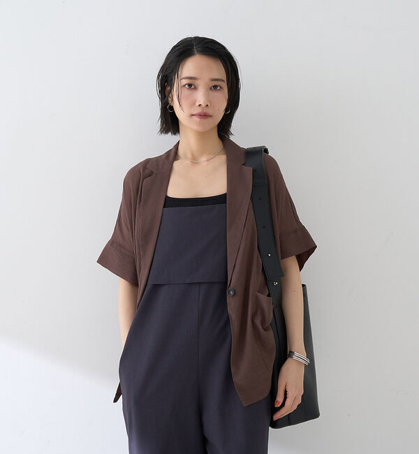 Rouge vif「強撚半袖シアーフォルムジャケット」|テーラードジャケット|