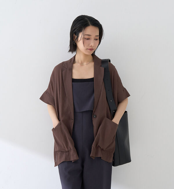 Rouge vif「強撚半袖シアーフォルムジャケット」|テーラードジャケット|