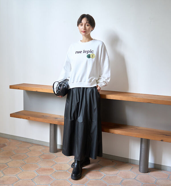 Rouge vif「フェイクレザーフレアスカート」|スカート|