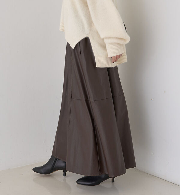 Rouge vif「フェイクレザーフレアスカート」|スカート|