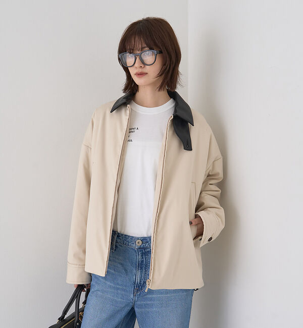 Rouge vif「異素材衿パフィブルゾン/ハンティングジャケット」|ブルゾン・スタジャン|