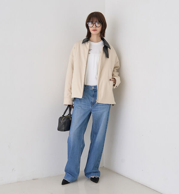 Rouge vif「異素材衿パフィブルゾン/ハンティングジャケット」|ブルゾン・スタジャン|