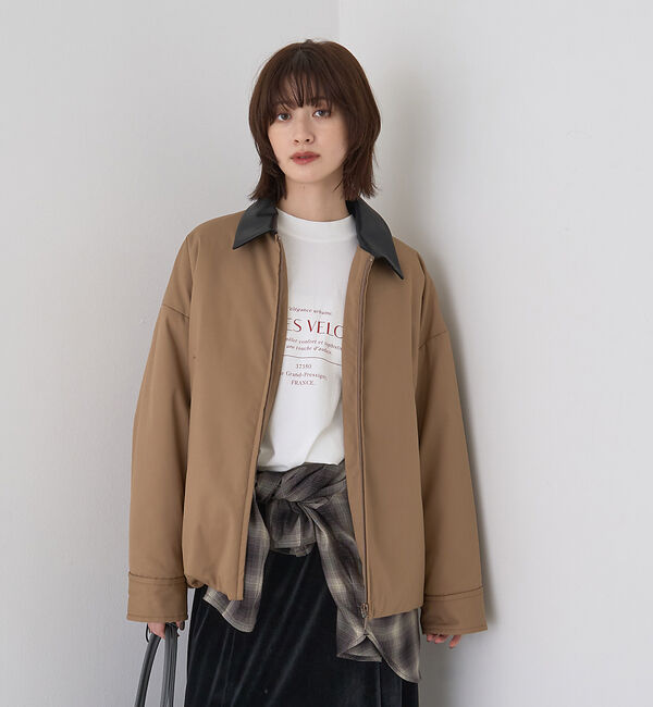 Rouge vif「異素材衿パフィブルゾン/ハンティングジャケット」|ブルゾン・スタジャン|