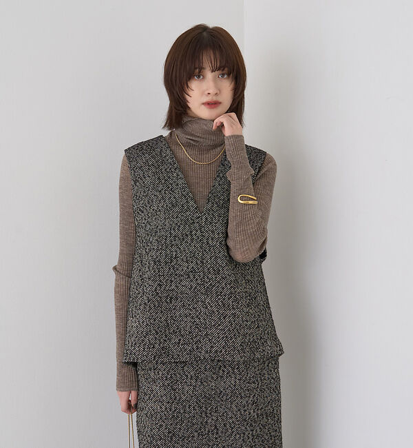 Rouge vif「【セットアップ対応】ポリウーリングカルゼVネックベスト」|ベスト・ジレ|