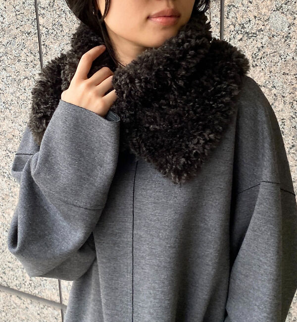 Rouge vif「【HELEN MOORE/ヘレンムーア】アシンメトリーフェイクファースカーフ /」|マフラー|チャコールグレー