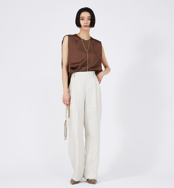 qualite「サテンタックノースリーブ」|シャツ・ブラウス|