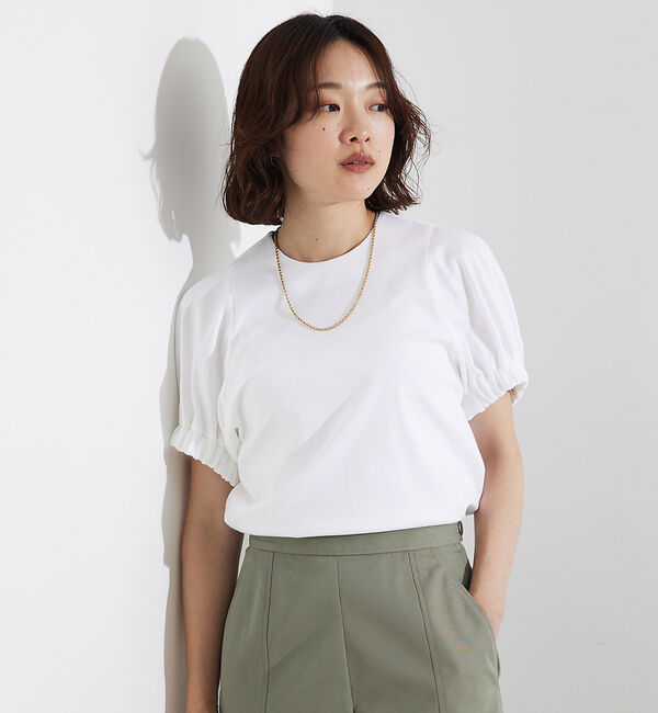 qualite「袖ギャザーカットTOP」|Tシャツ・カットソー|オフホワイト