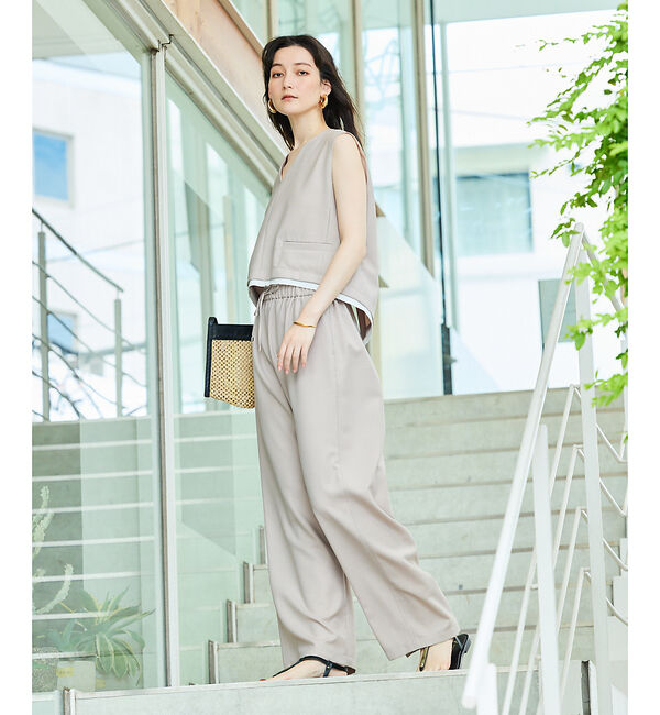 qualite「【接触冷感＆防シワ】ウールライクイージーパンツ/セットアップ対応」|その他|