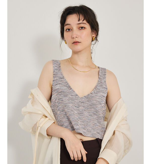 qualite「カスリヤーン畦ニットキャミソール」|キャミソール|スモークピンク