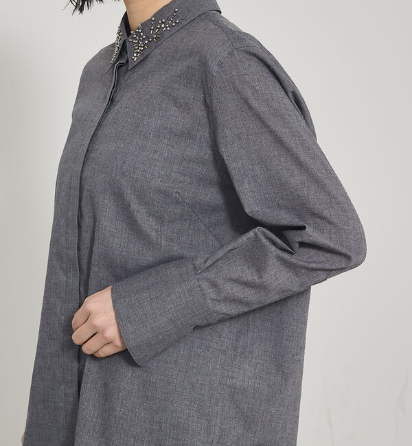 qualite「【襟取り外し可能】ビーディングカラーシャツ」|シャツ・ブラウス|