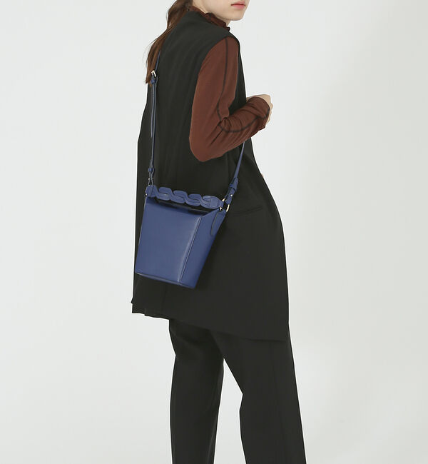 LOWELL things「【GISELe掲載】Macheri/レザーBOX型ハンドショルダーBAG」|ハンドバッグ|ブルー