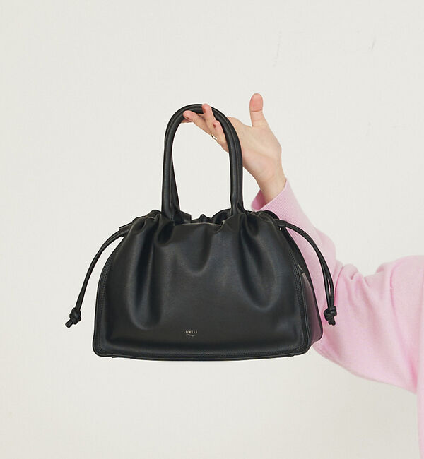 LOWELL things「【VERY掲載】Poche/ドローストリングトートミニ」|ショルダー・メッセンジャー|ブラック