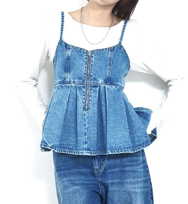abahouse mavie「ウォッシュドデニムキャミ/レイヤード/バックリボン/春服/夏服【予約】」|キャミソール|サックスブルー