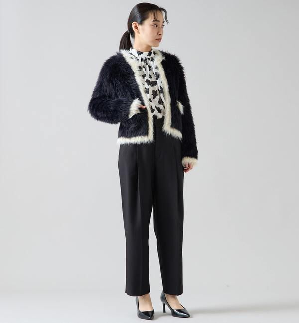 TIARA「フェザーバイカラーニットジャケット」|カーディガン|