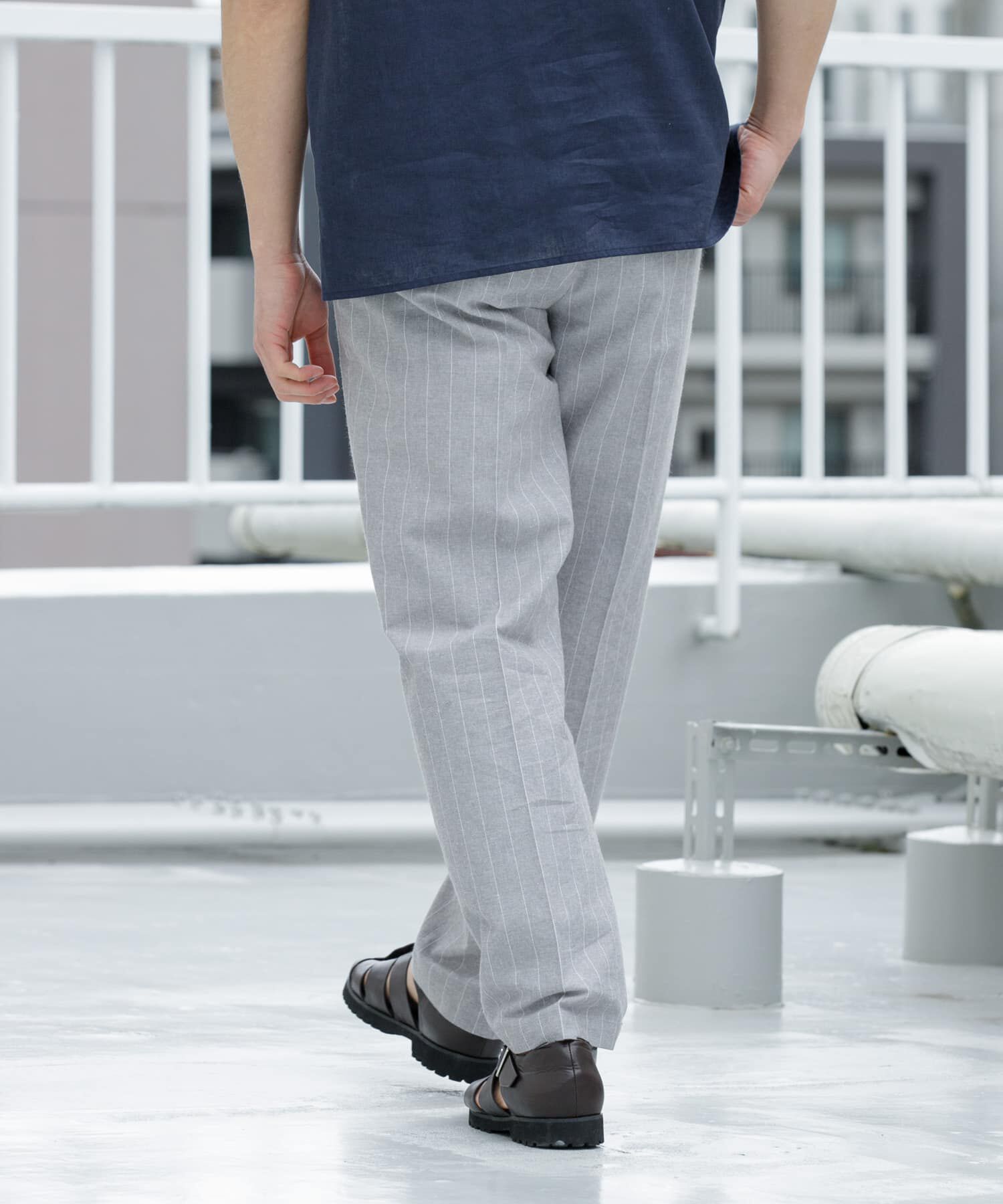 URBAN RESEARCH ROSSO「『WEB限定』綿麻ストライプリラックステーパードパンツ」|その他|