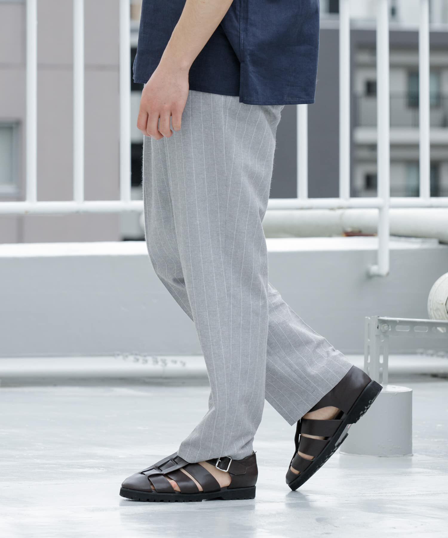 URBAN RESEARCH ROSSO「『WEB限定』綿麻ストライプリラックステーパードパンツ」|その他|