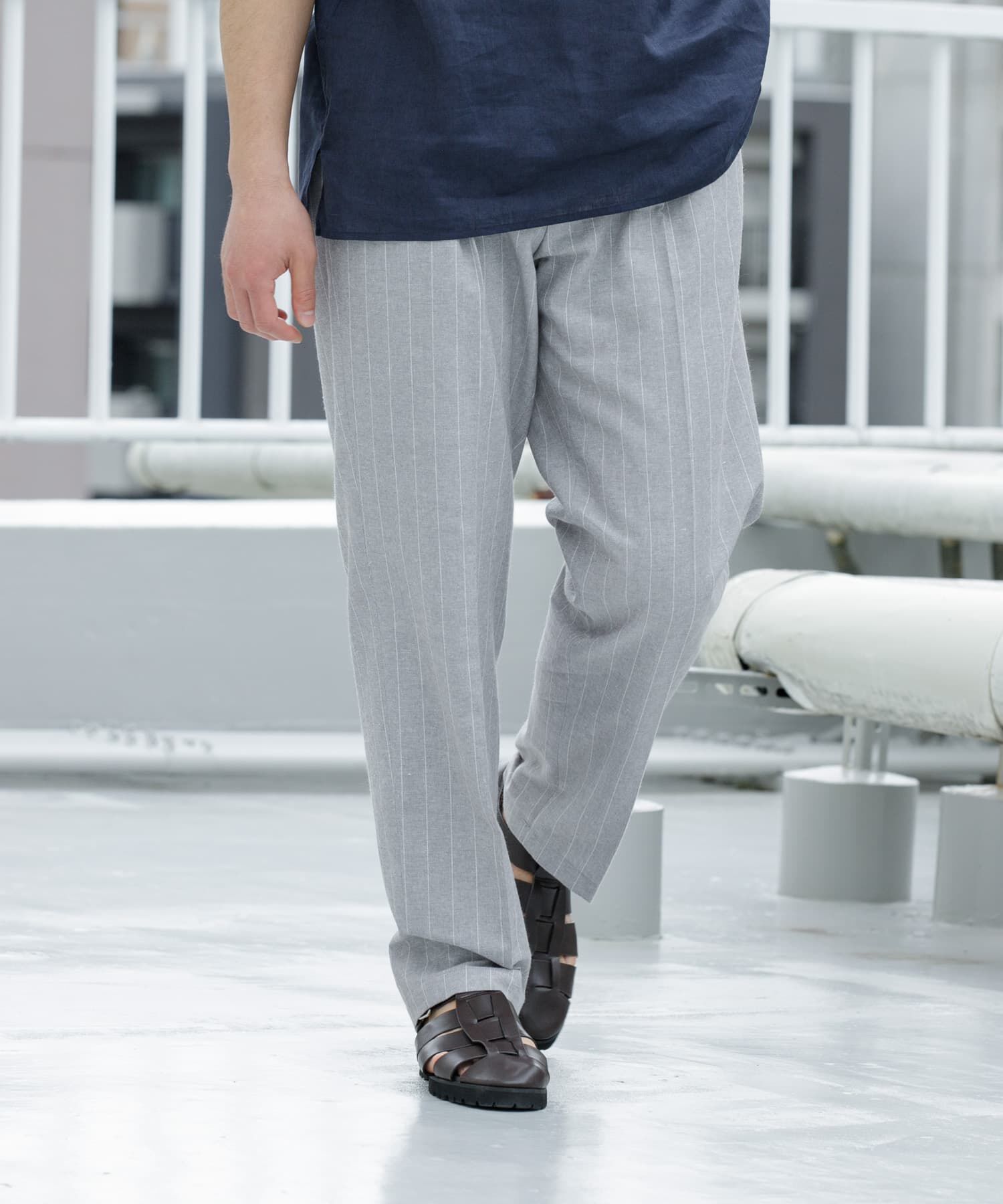 URBAN RESEARCH ROSSO「『WEB限定』綿麻ストライプリラックステーパードパンツ」|その他|