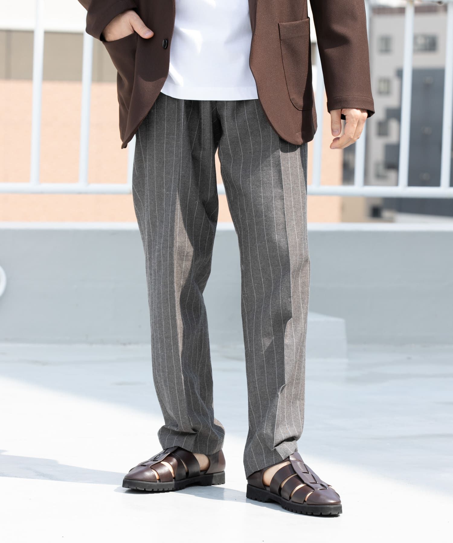 URBAN RESEARCH ROSSO「『WEB限定』綿麻ストライプリラックステーパードパンツ」|その他|