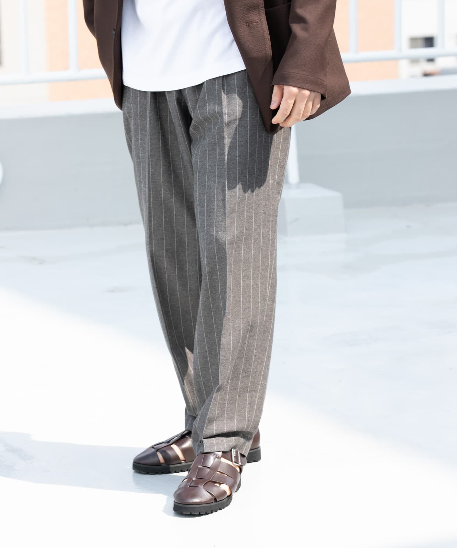 URBAN RESEARCH ROSSO「『WEB限定』綿麻ストライプリラックステーパードパンツ」|その他|