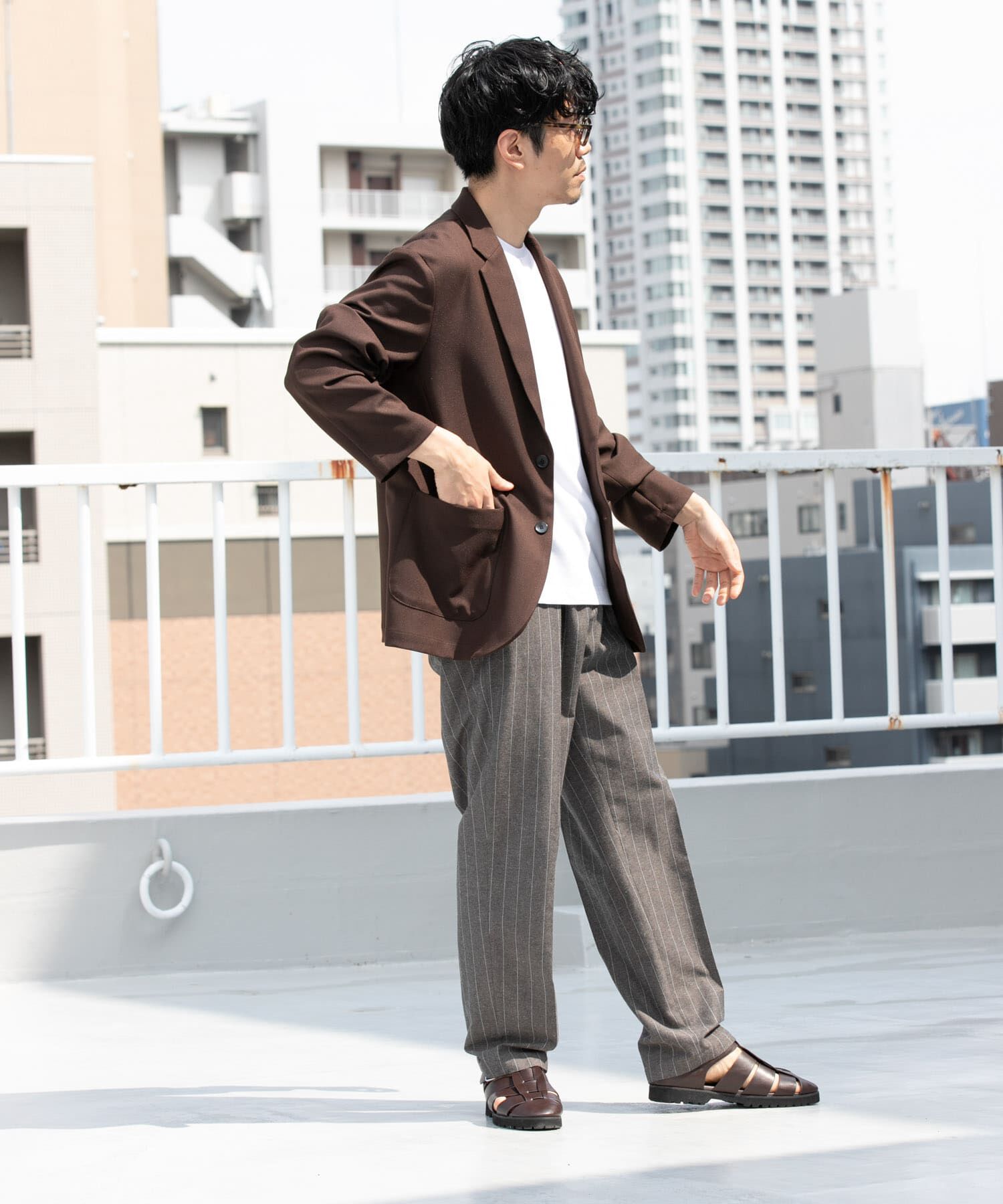 URBAN RESEARCH ROSSO「『WEB限定』綿麻ストライプリラックステーパードパンツ」|その他|