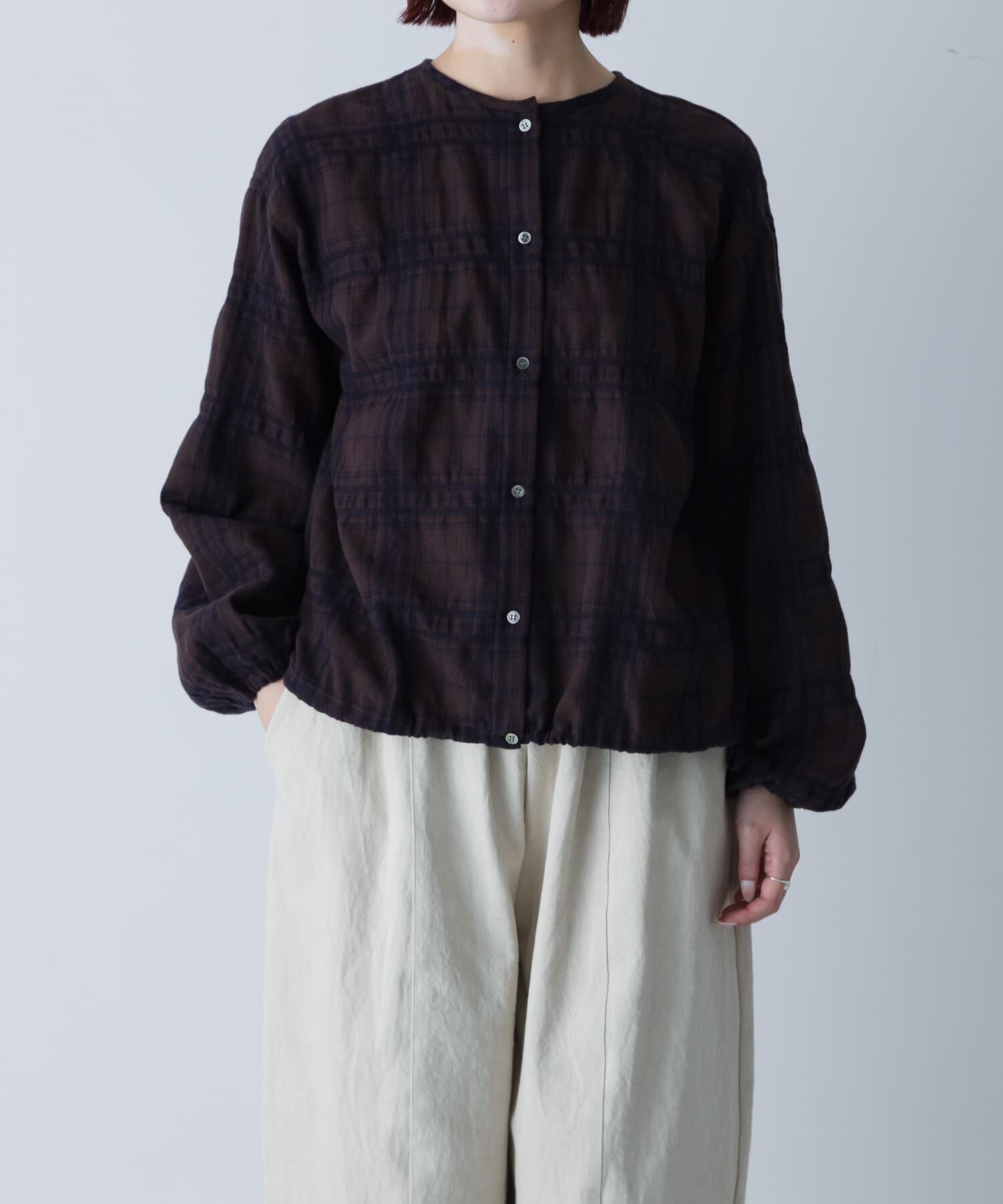 かぐれ「シャドーチェックドロストカーディガン」|カーディガン|