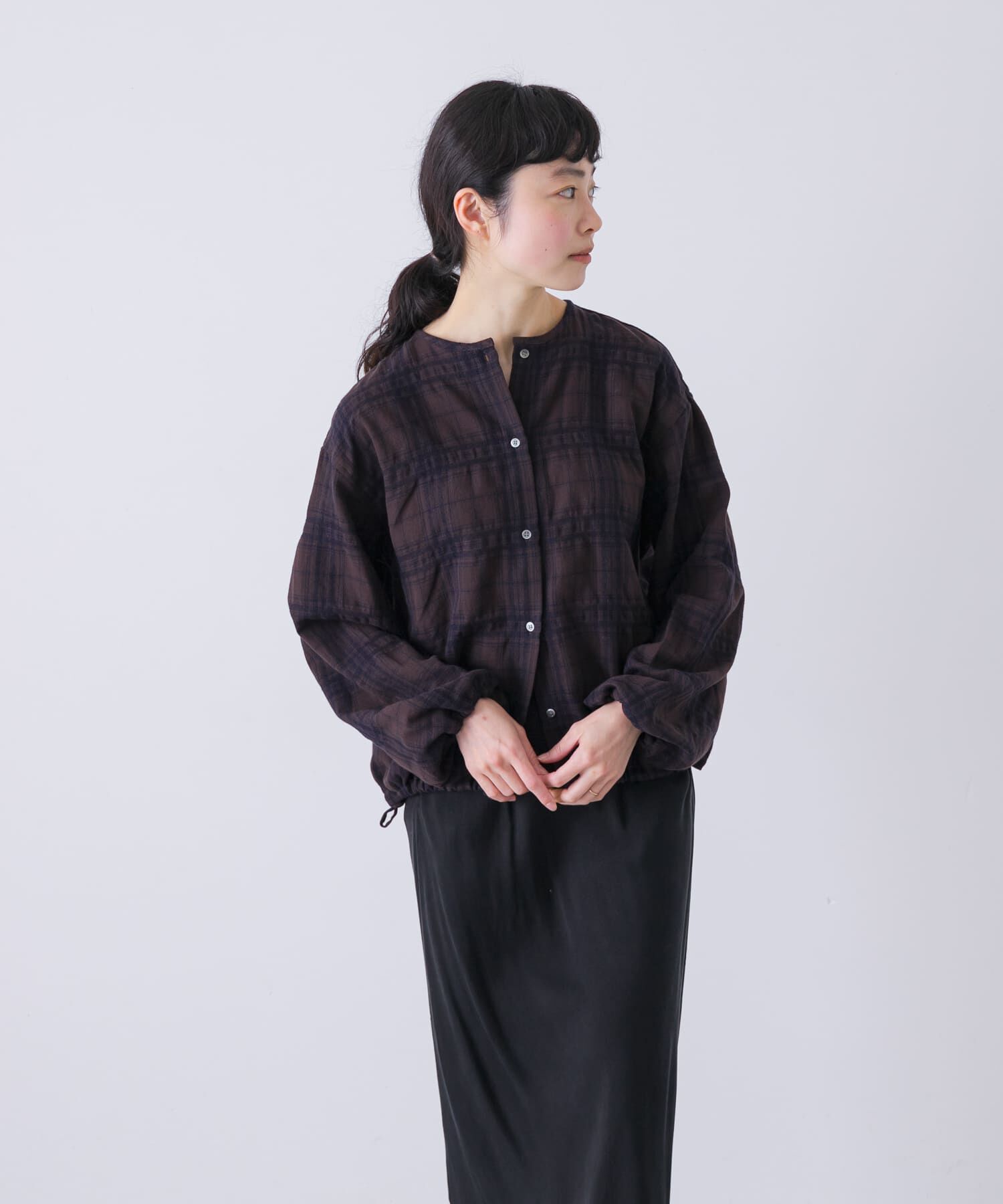 かぐれ「シャドーチェックドロストカーディガン」|カーディガン|