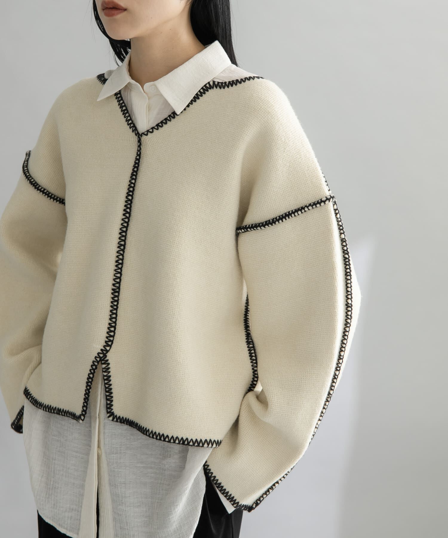  「『WEB/一部店舗限定』カラーハンドステッチ2WAYニット」|ニット・セーター|