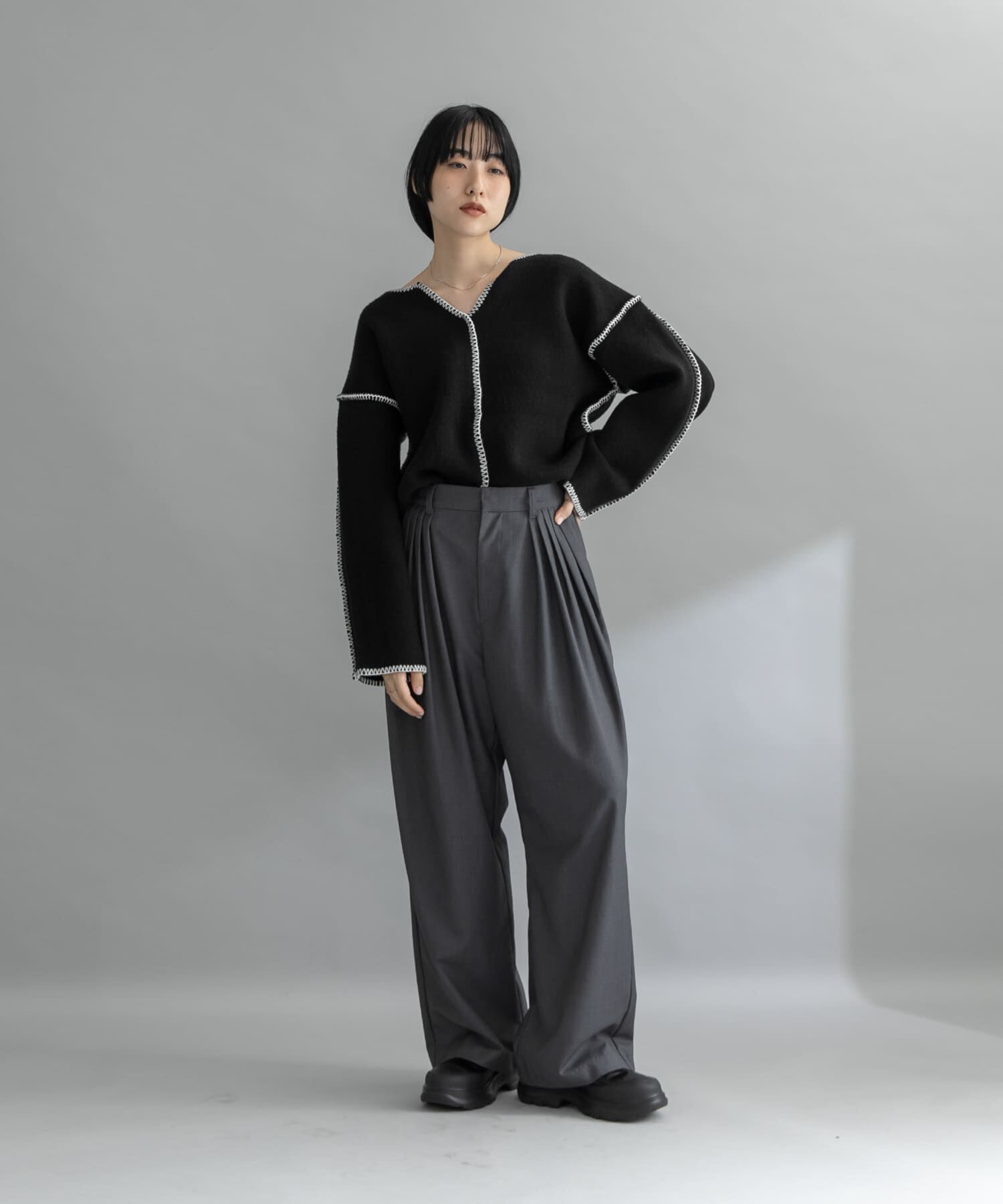  「『WEB/一部店舗限定』カラーハンドステッチ2WAYニット」|ニット・セーター|