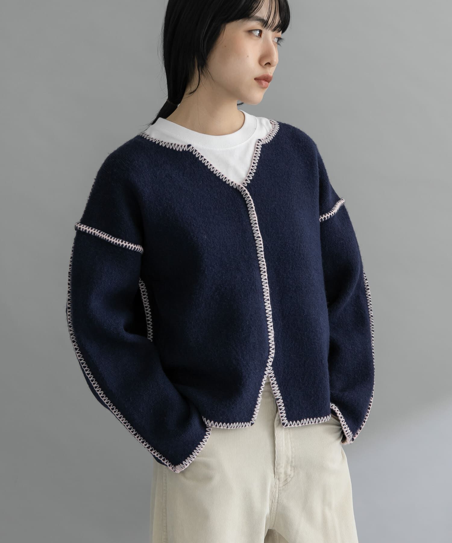  「『WEB/一部店舗限定』カラーハンドステッチ2WAYニット」|ニット・セーター|