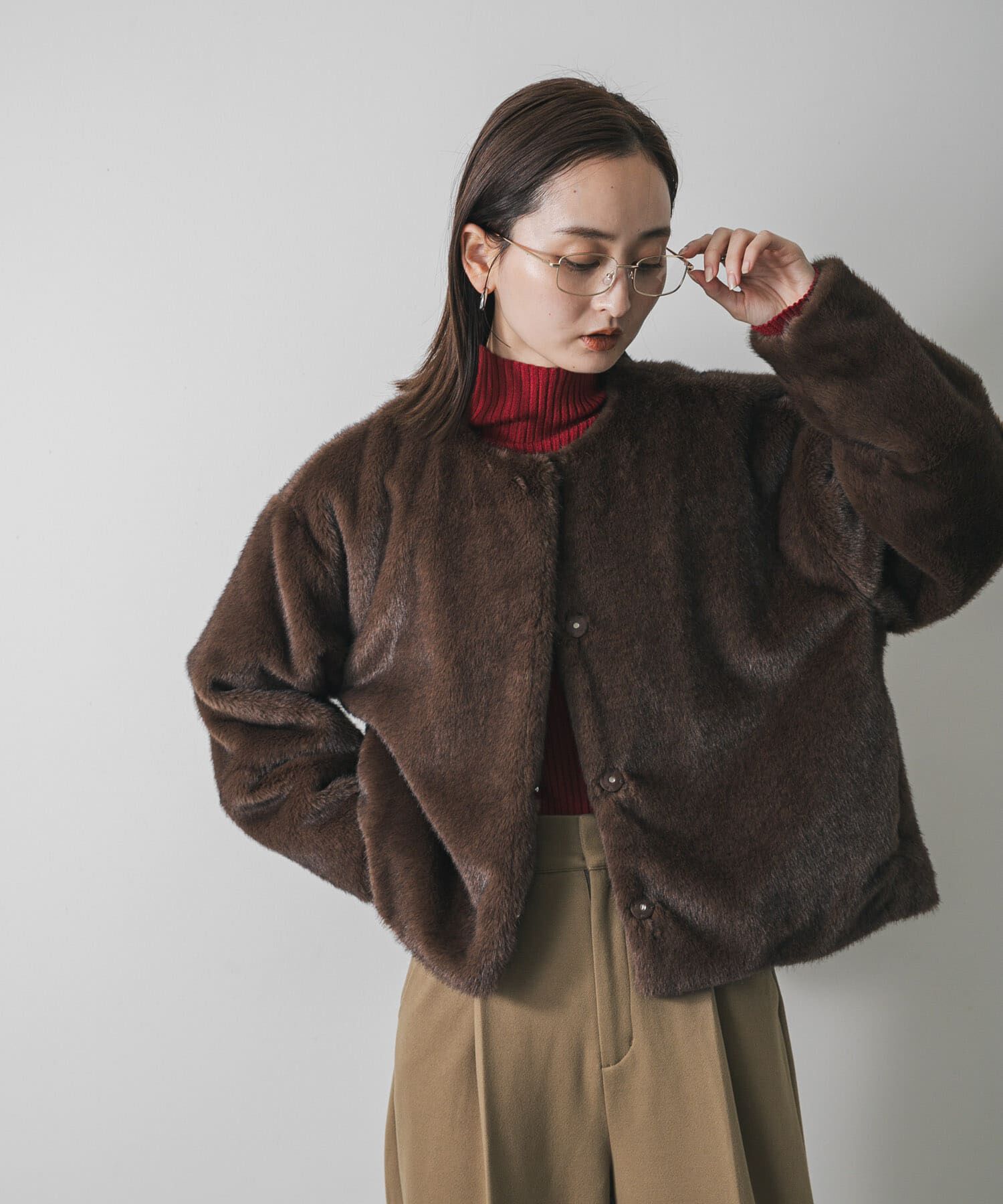 SENSE OF PLACE by URBAN RESEARCH「ファーブルゾン」|ブルゾン・スタジャン|ブラウン