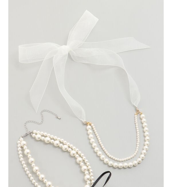 MAJESTICLEGON「パールリボンネックレス」|ネックレス|