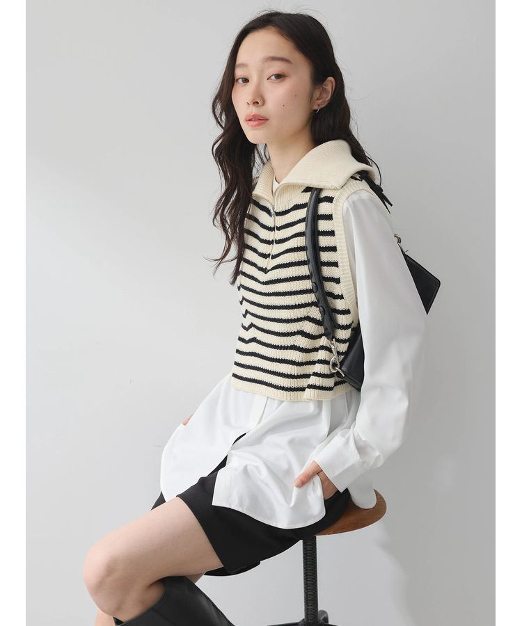 earth music&ecology「SET　Zipニットベスト+ブラウス」|ベスト・ジレ|