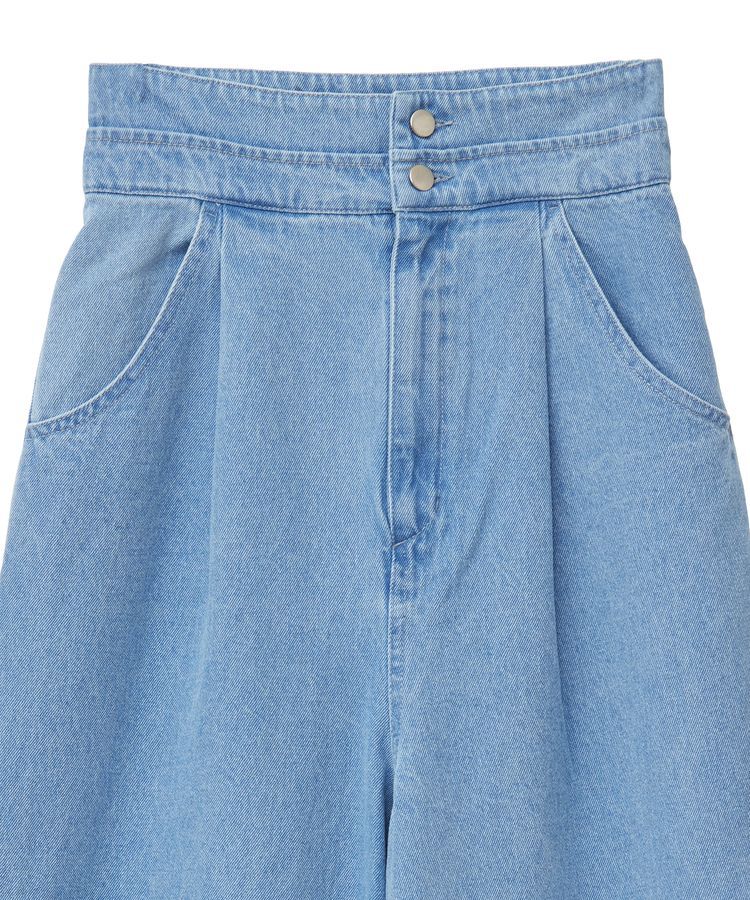 earth music&ecology「ダブルベルトデザインワイドパンツ」|デニム|