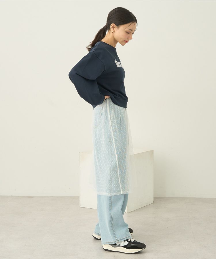 earth music&ecology「SET2点レースロゴプルオーバー+チュールワンピ」|スウェット・ジャージ|