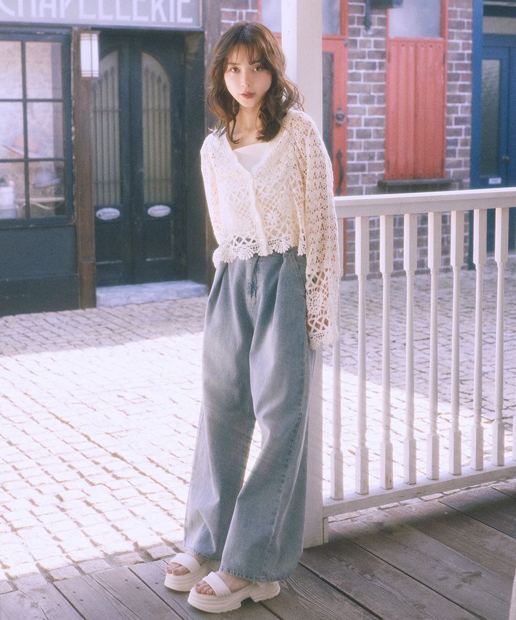 earth music&ecology「タックホックデニムパンツ」|デニム|