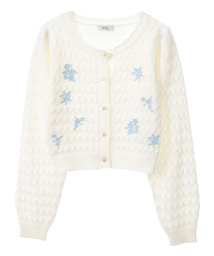 earth music&ecology「フラワー刺繍カーディガン」|カーディガン|