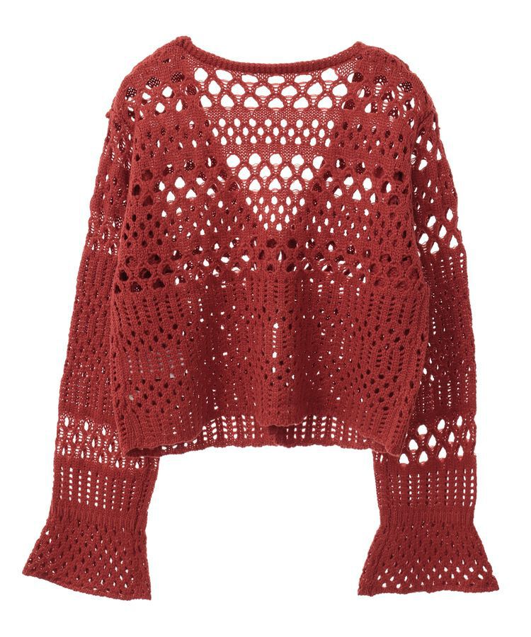 earth music&ecology「フロントリボン透かし編みカーディガン」|カーディガン|