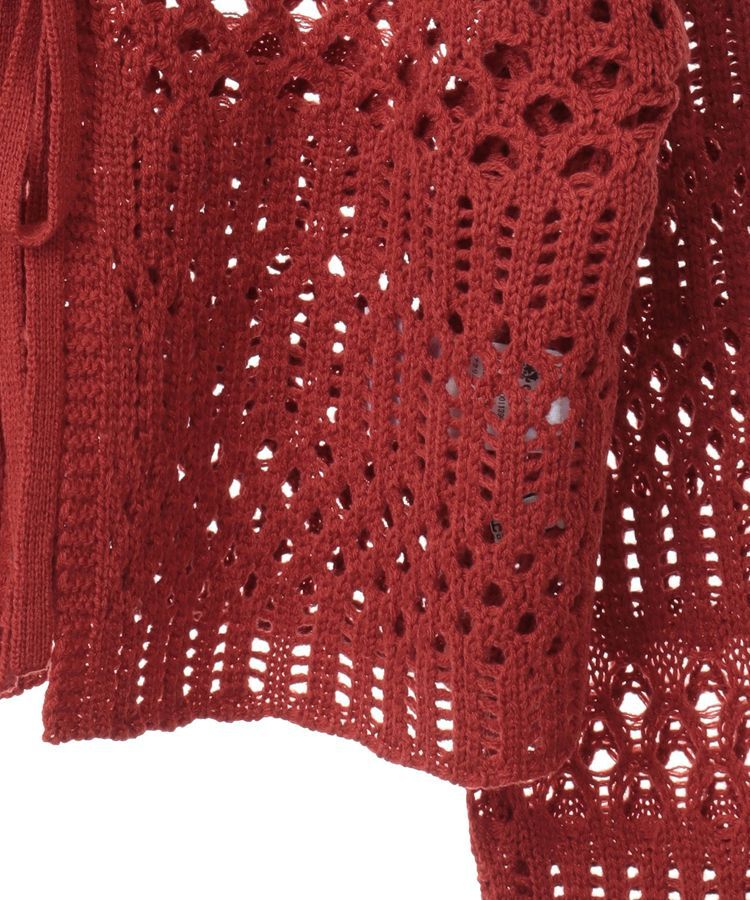 earth music&ecology「フロントリボン透かし編みカーディガン」|カーディガン|