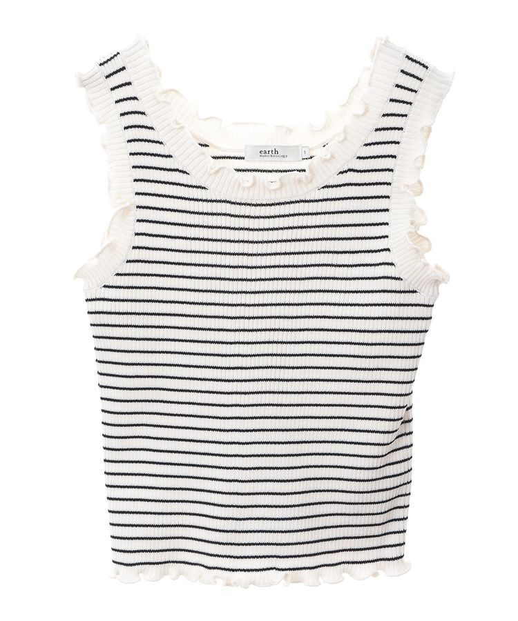 earth music&ecology「フリルニットタンクトップ」|キャミソール|