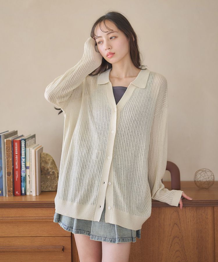 earth music&ecology「スキッパールーズカーディガン」|カーディガン|