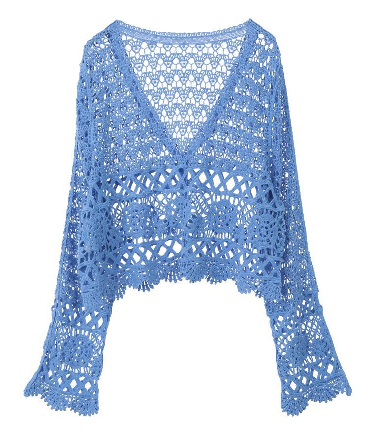 earth music&ecology「クロシェ風Vネックカーディガン」|カーディガン|