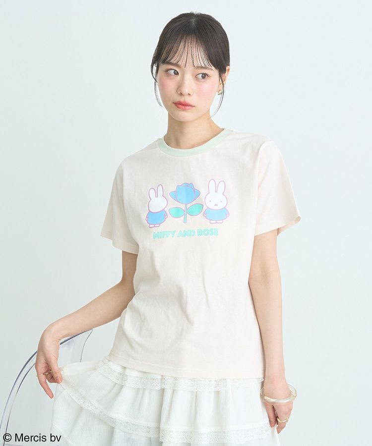 earth music&ecology「miffy/earth Rose ringer Tee」|Tシャツ・カットソー|