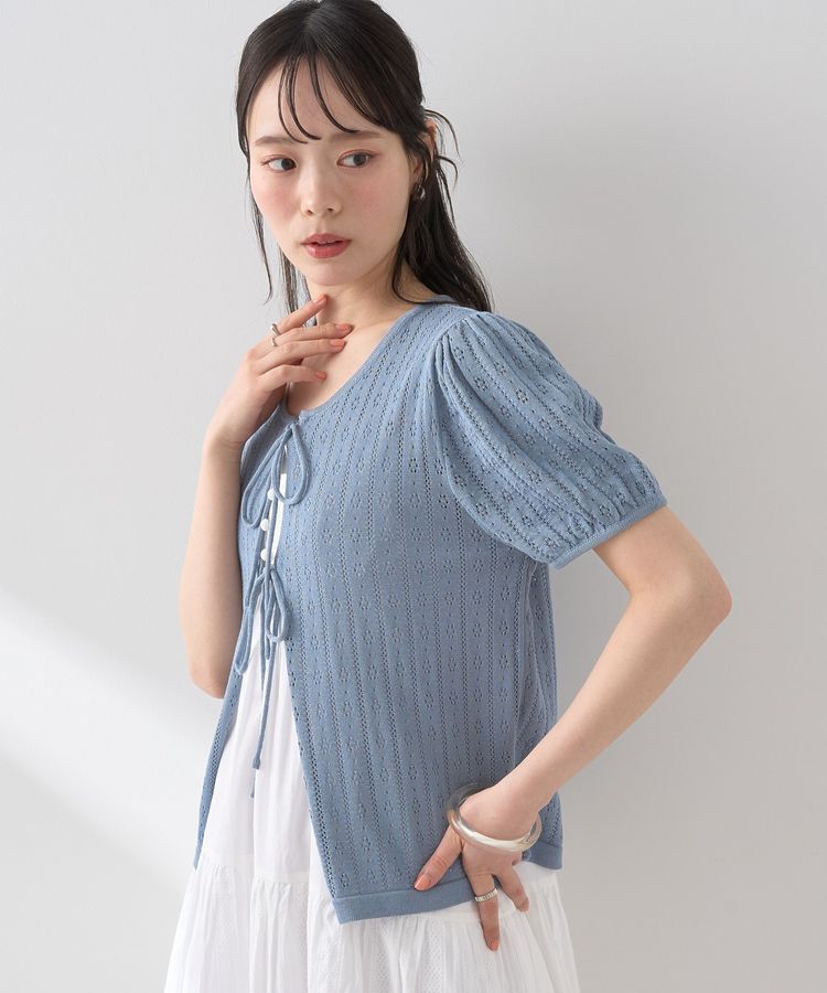 earth music&ecology「透かし編みフロントリボンカーディガン」|カーディガン|