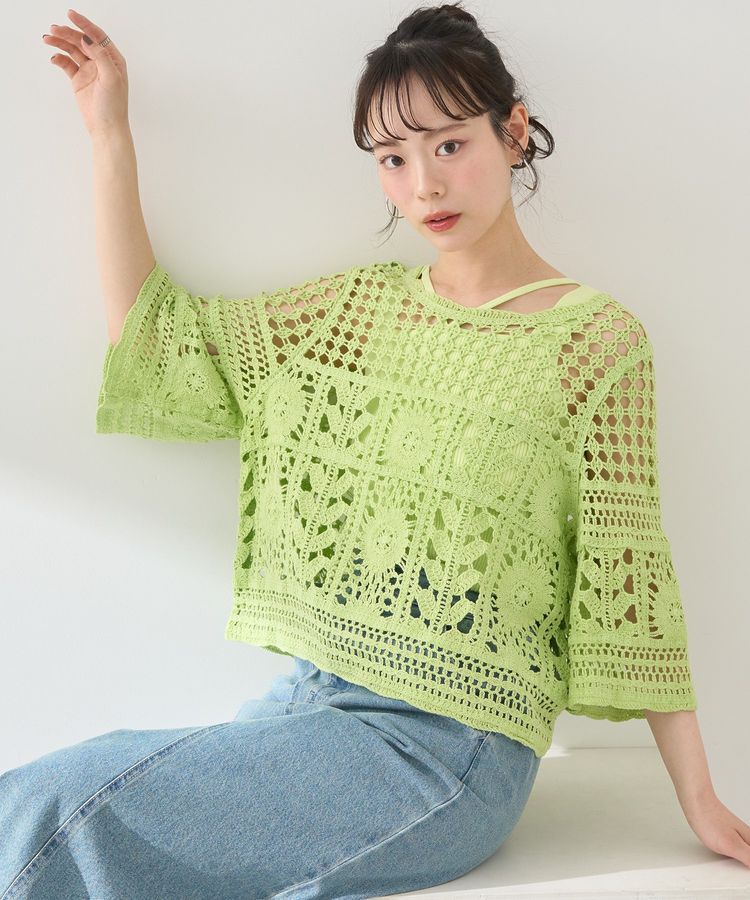 earth music&ecology「クロシェ風プルオーバー」|Tシャツ・カットソー|